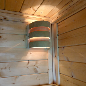 Lampenschirm, 5 Sperrholzleisten, halbrund aus Holz 20 cm