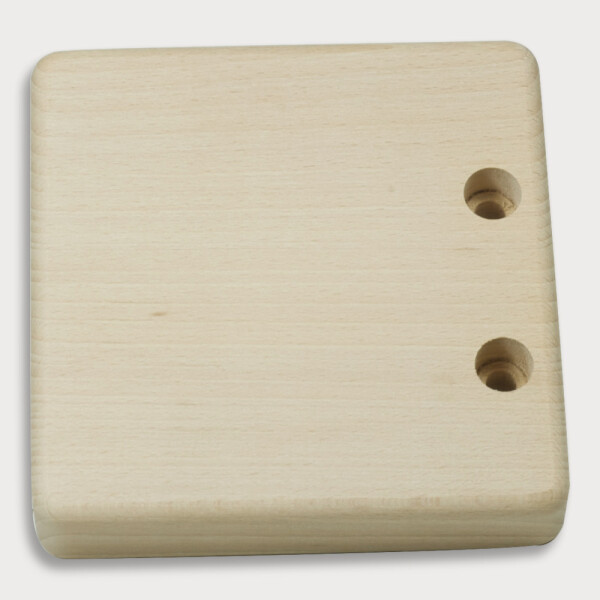 T&uuml;rgriffplatte, unlackiert, mit senkrechter Bohrung, 14 mm von au&szlig;en aus Holz 12,6 cm