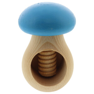 Nussknacker Pilz, mit Schraubgewinde, blau aus Holz 10 cm