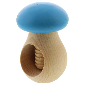 Nussknacker Pilz, mit Schraubgewinde, blau aus Holz 10 cm