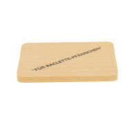Brettchen f&uuml;r Raclettepf&auml;nnchen, mit Aufdruck aus Holz 10 cm