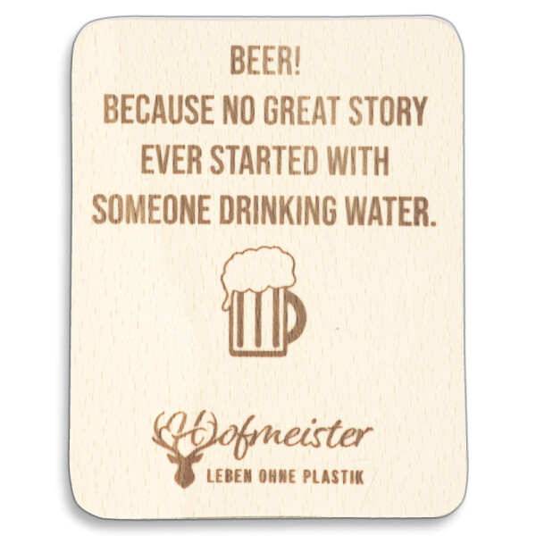 Untersetzer, Raclettebrettchen mit Aufdruck &quot;Beer&quot; aus Holz 10 cm &quot;Hofmeister Leben ohne Plastik&quot;
