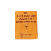 Untersetzer, Raclettebrettchen, ge&ouml;lt mit Aufdruck &quot;Wine&quot; aus Holz 10 cm &quot;Hofmeister Leben ohne Plastik&quot;