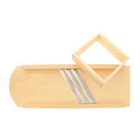 Krauthobel, einfach, rund, 3 Messer und Schublade aus Holz 55 cm