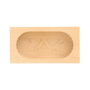 Butterform, eckig, 250 Gramm, 2 V&ouml;gel aus Holz 19 cm