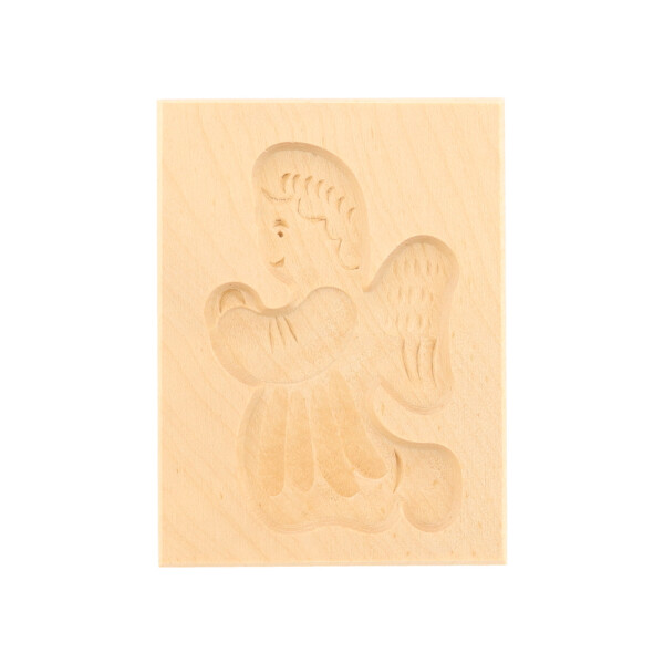 Spekulatiusform, 1 Bild, kniender Engel aus Holz 8 cm