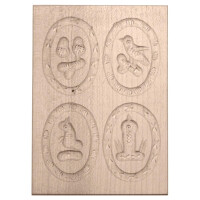Anisgeb&auml;ckform, geh&auml;mmert, oval, 4 Bilder aus Holz 14 cm