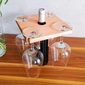 Wein Flaschen Glashalter, f&uuml;r 4 Gl&auml;ser, ge&ouml;lt 20,5 cm