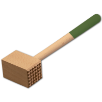 Fleischhammer, mit farbigem Griff, laubgr&uuml;n, aus Holz 28 cm