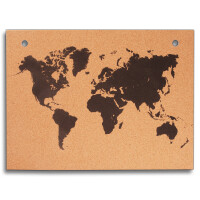 Pinnwand, Weltkarte, mit &Ouml;sen zum Aufh&auml;ngen, aus Kork, 60 cm