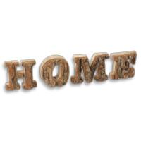 Deko Schrift Buchstaben "HOME" mit Rinde aus Holz 28 cm