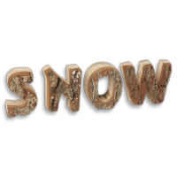 Deko Schrift Buchstaben "SNOW" mit Rinde aus Holz 25 cm