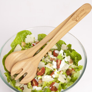 Salatbesteck, ge&ouml;lt aus Kirschholz 35 cm