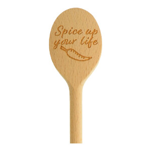Kochlöffel, oval mit Spruch "Spice up your life" aus Holz 30 cm