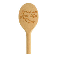 Kochl&ouml;ffel, oval mit Spruch &quot;Spice up your life&quot; aus Holz 30 cm