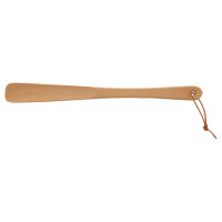 Schuhl&ouml;ffel, ge&ouml;lt, mit Lederband aus Holz 37 cm