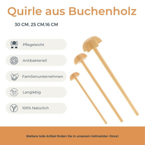 Quirl-Set, 3-teilig, aus Buchenholz